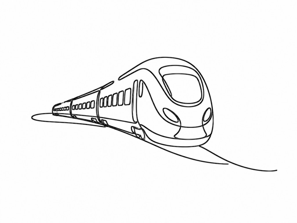 Treno disegnato a linea continua